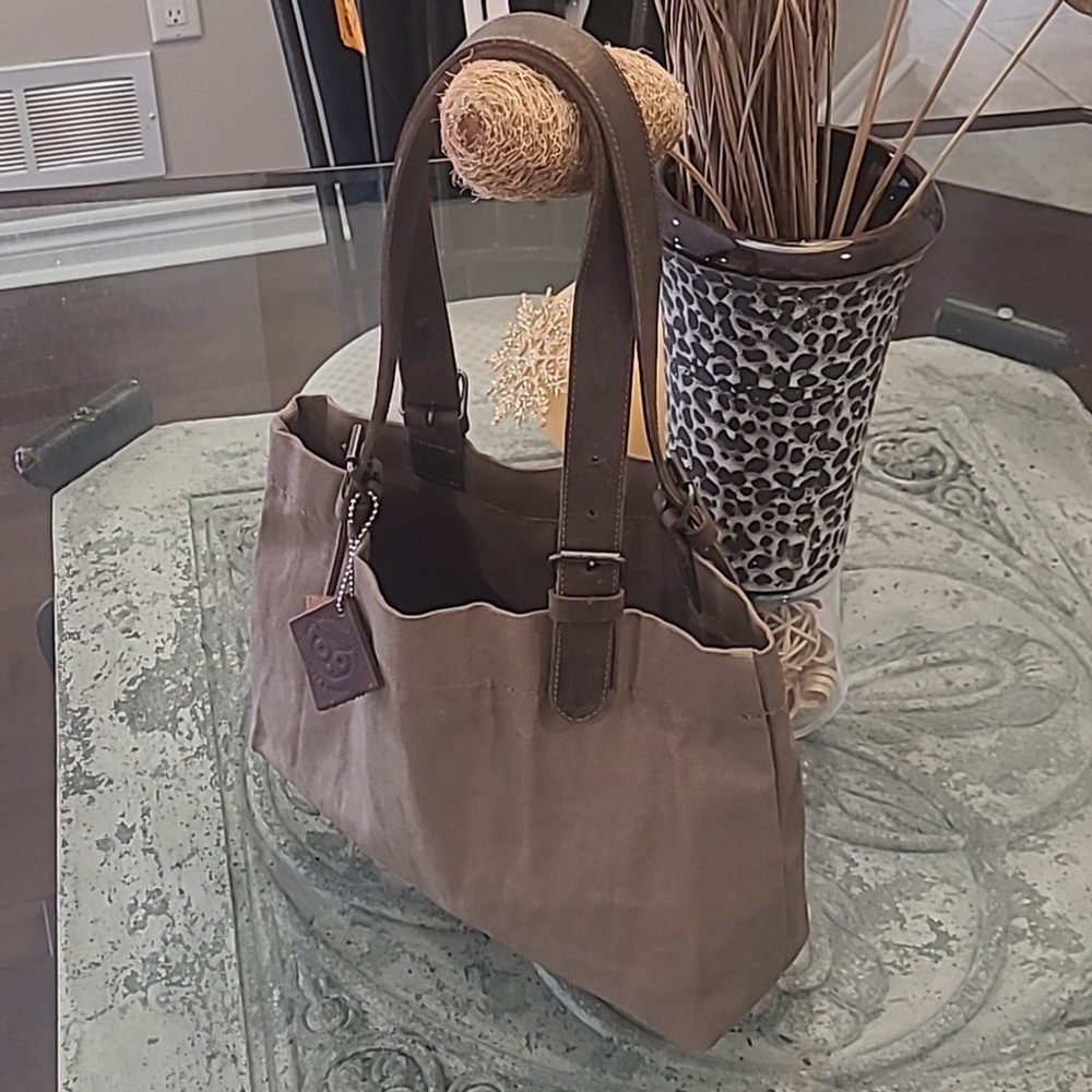 Hide And DRINK Brown Water Proof Canvas And Leather Market Tote Bag